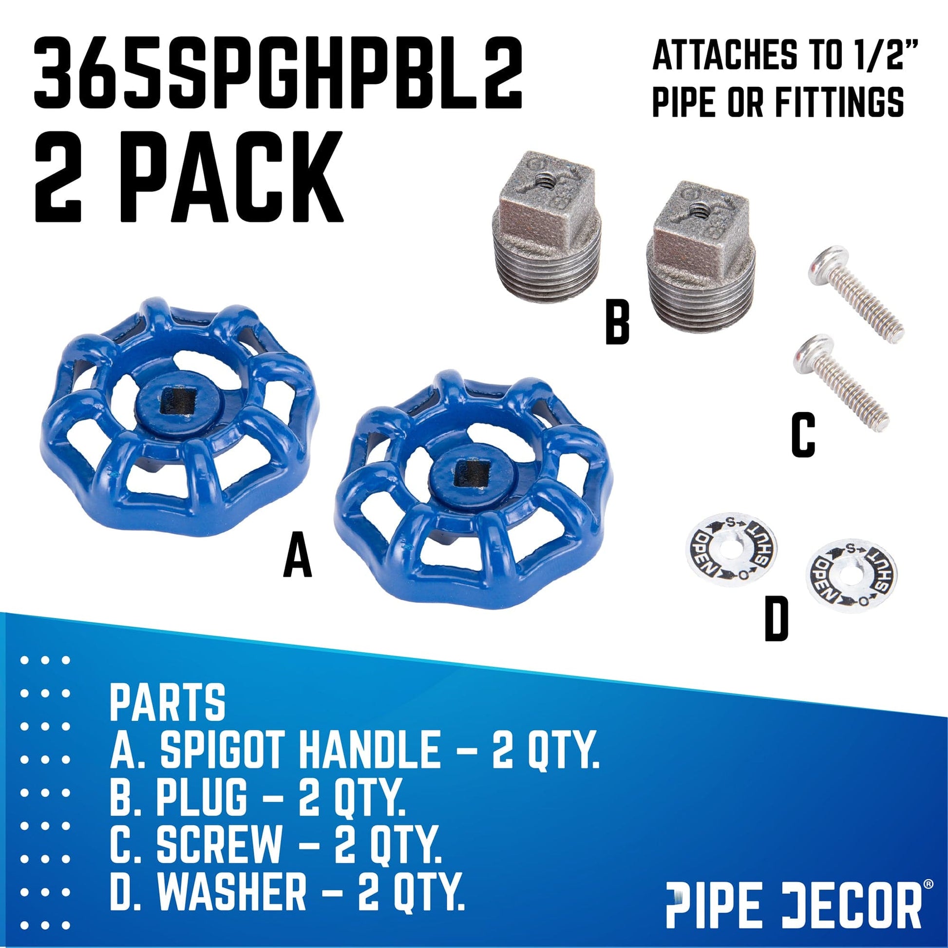 Blue Industrial Spigot with Plug (2-Pack) PIPE DECOR