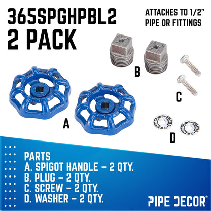 Blue Industrial Spigot with Plug (2-Pack) PIPE DECOR