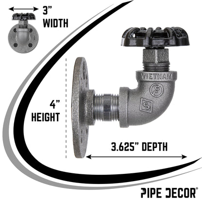 Black Industrial Curved Spigot Wall Hook with Flange (2-Pack) PIPE DECOR