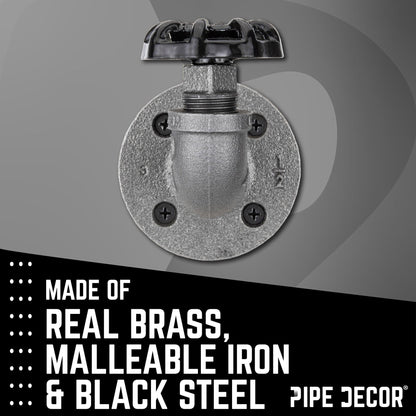 Black Industrial Curved Spigot Wall Hook with Flange (2-Pack) PIPE DECOR