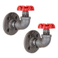 Red Industrial Curved Spigot Wall Hook with Flange (2-Pack) PIPE DECOR