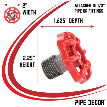 Red Industrial Spigot with Plug (2-Pack) PIPE DECOR