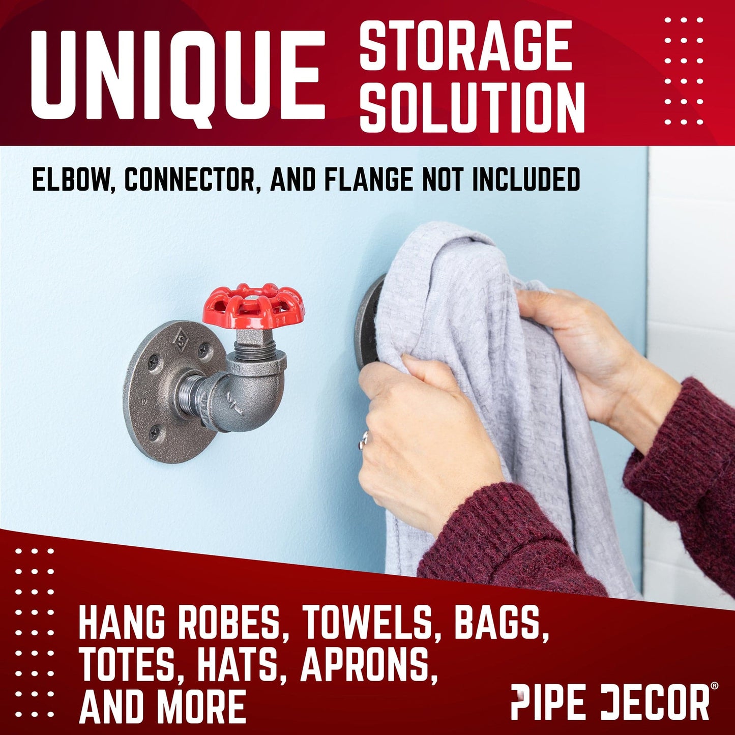 Red Industrial Spigot with Plug (2-Pack) PIPE DECOR