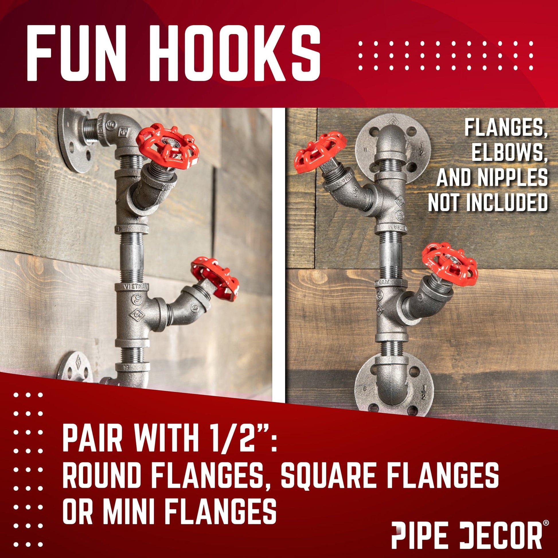 Red Industrial Spigot with Plug (2-Pack) PIPE DECOR