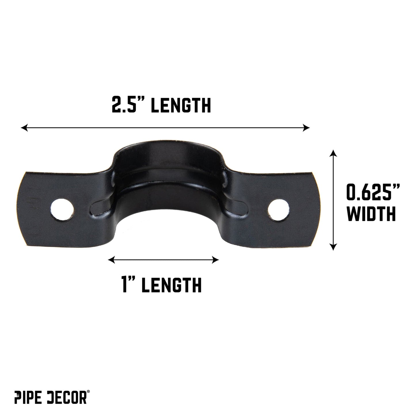 Black Steel U-shaped Pipe Straps for ½” Pipe PIPE DECOR
