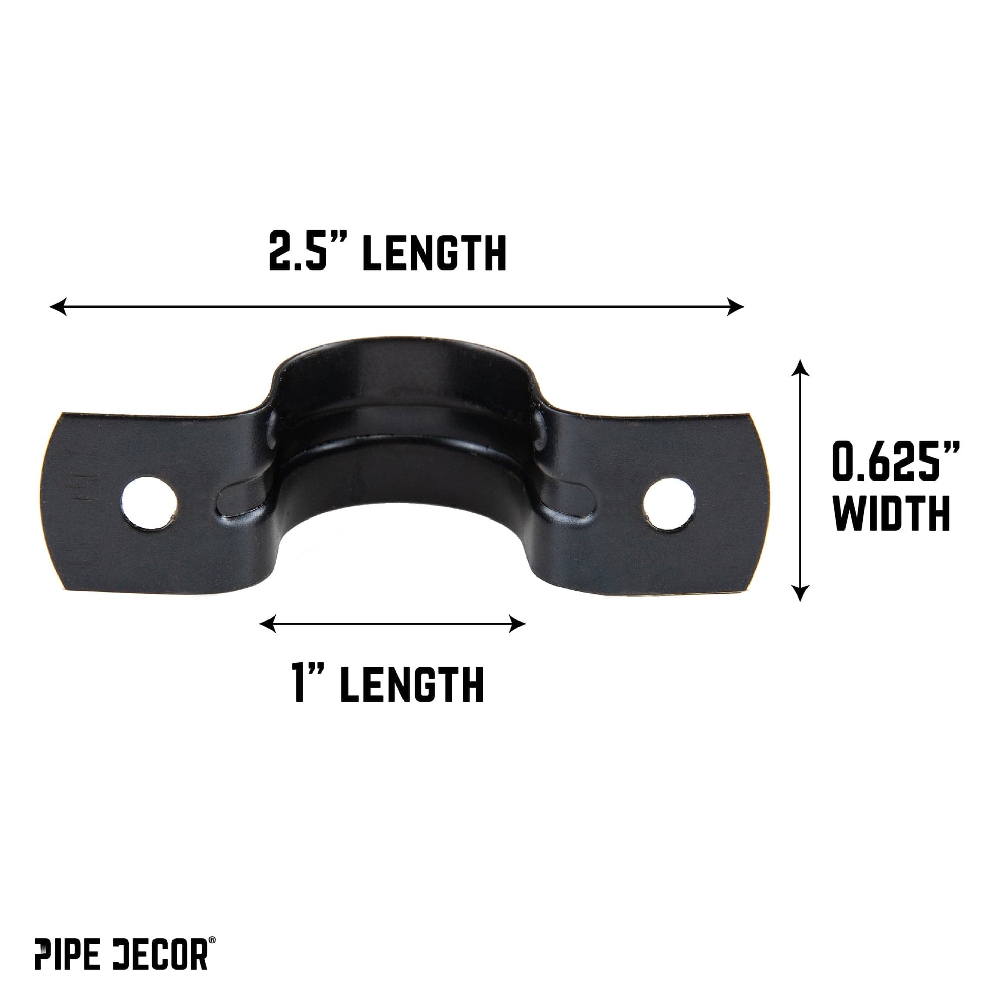 Black Steel U-shaped Pipe Straps for ½” Pipe PIPE DECOR