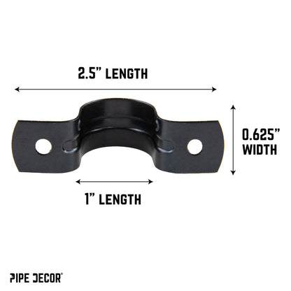 Black Steel U-shaped Pipe Straps for ½” Pipe PIPE DECOR