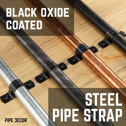 Black Steel U-shaped Pipe Straps for ½” Pipe PIPE DECOR
