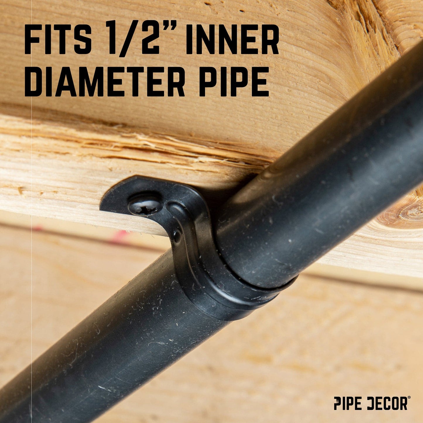 Black Steel U-shaped Pipe Straps for ½” Pipe PIPE DECOR