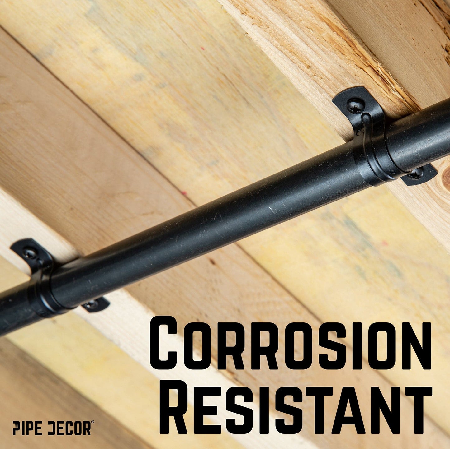 Black Steel U-shaped Pipe Straps for ½” Pipe PIPE DECOR