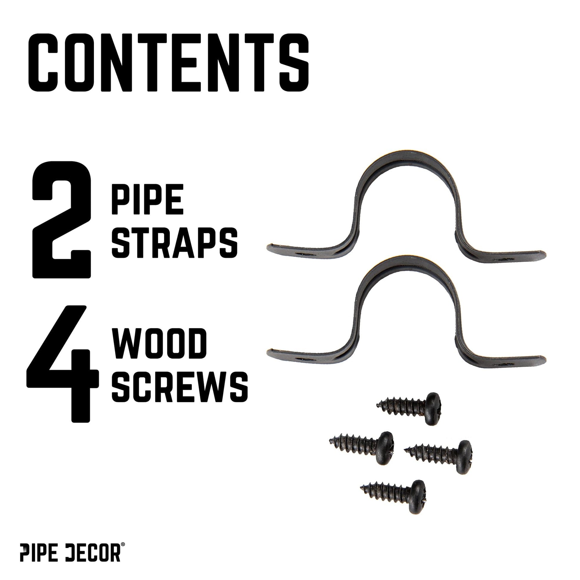 Black Steel U-shaped Pipe Straps for ½” Pipe PIPE DECOR
