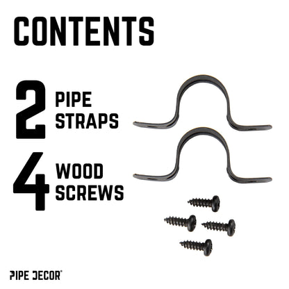 Black Steel U-shaped Pipe Straps for ½” Pipe PIPE DECOR