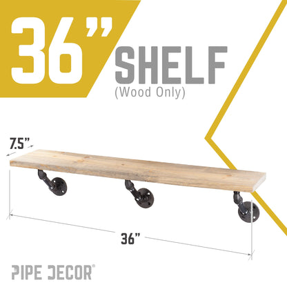 RESTORE Driftwood Tan 36 in. Wood Shelf (Wood Only) PIPE DECOR