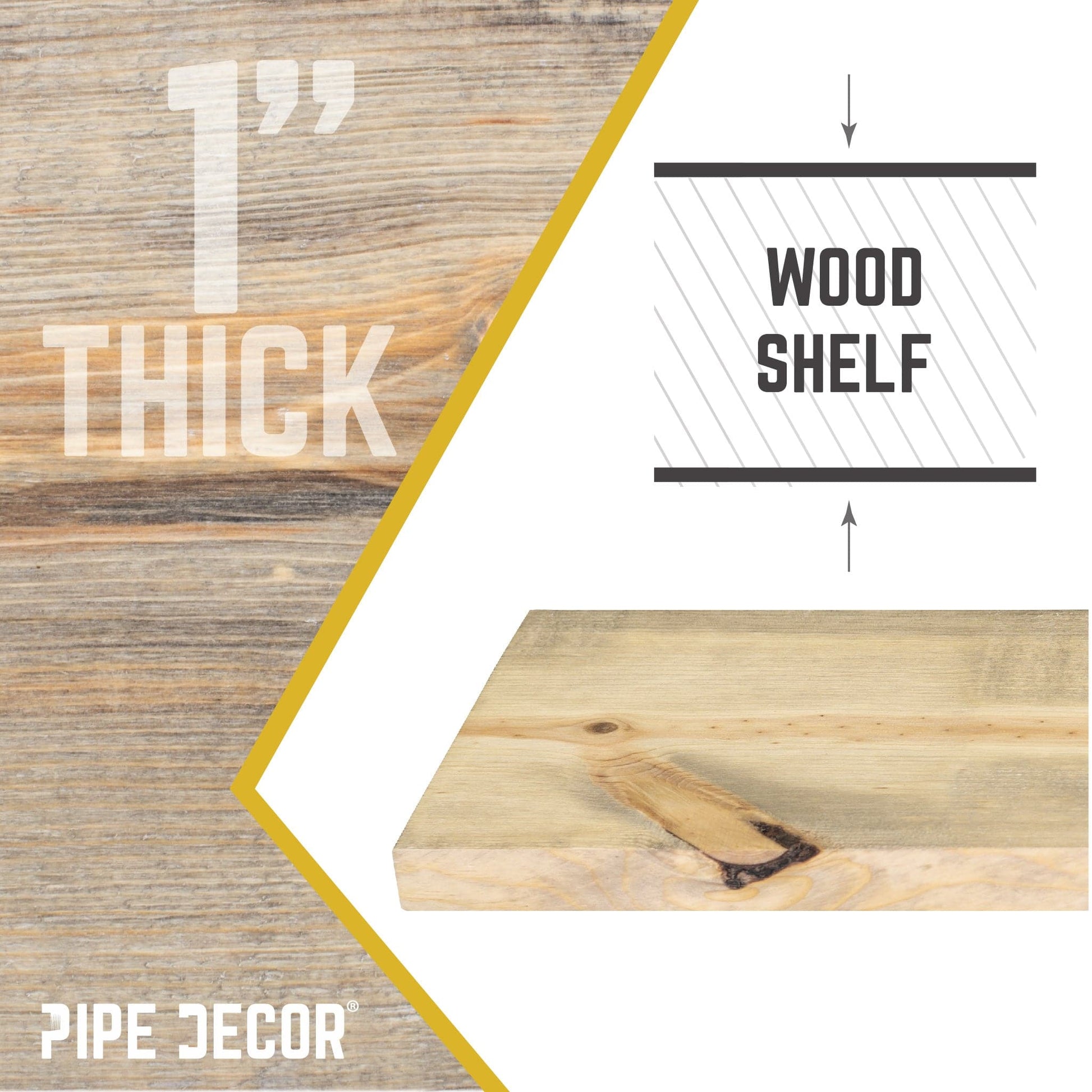 RESTORE Driftwood Tan 36 in. Wood Shelf (Wood Only) PIPE DECOR