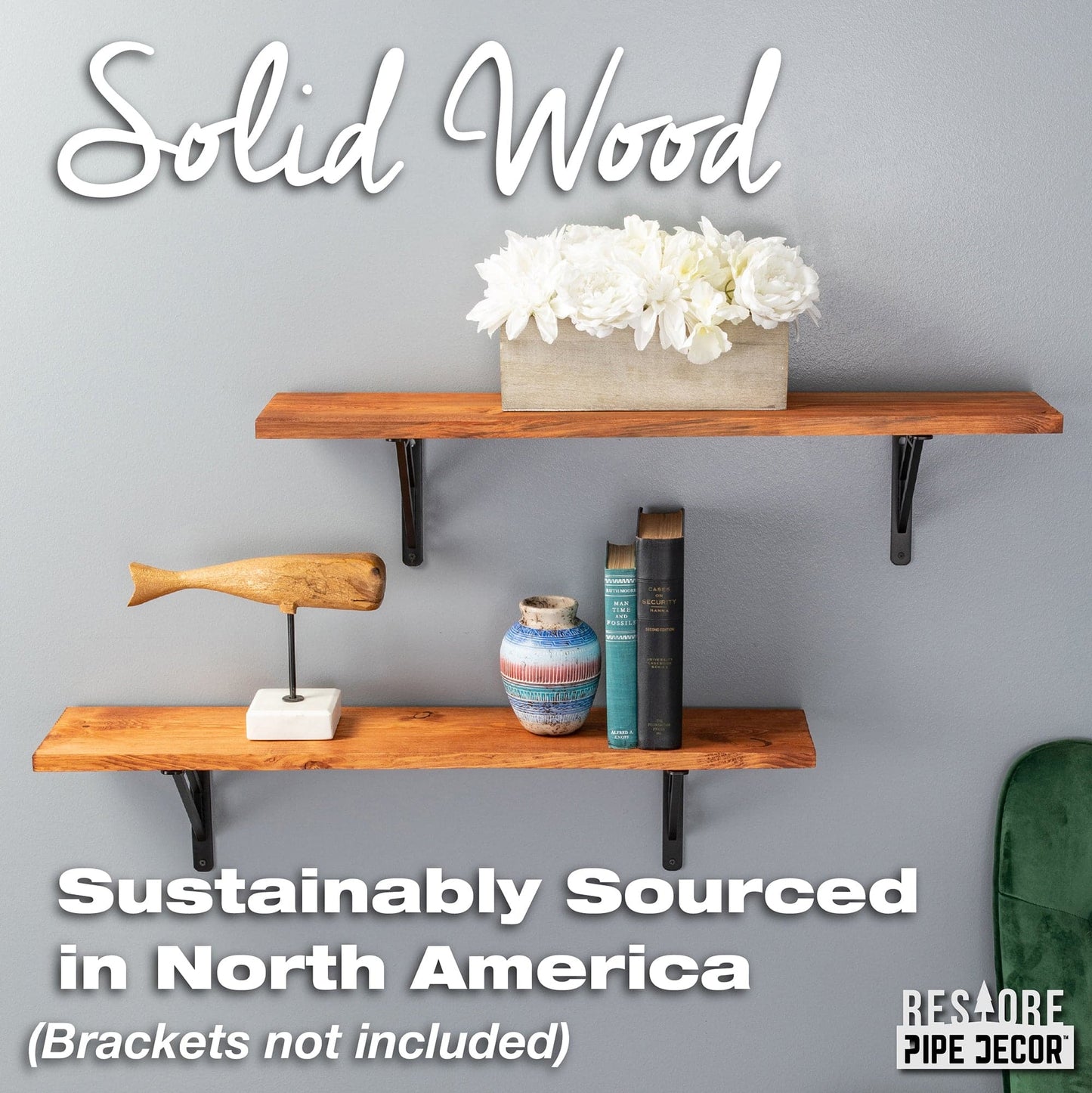 RESTORE Sunset Cedar 36 in. Wood Shelf (Wood Only) PIPE DECOR