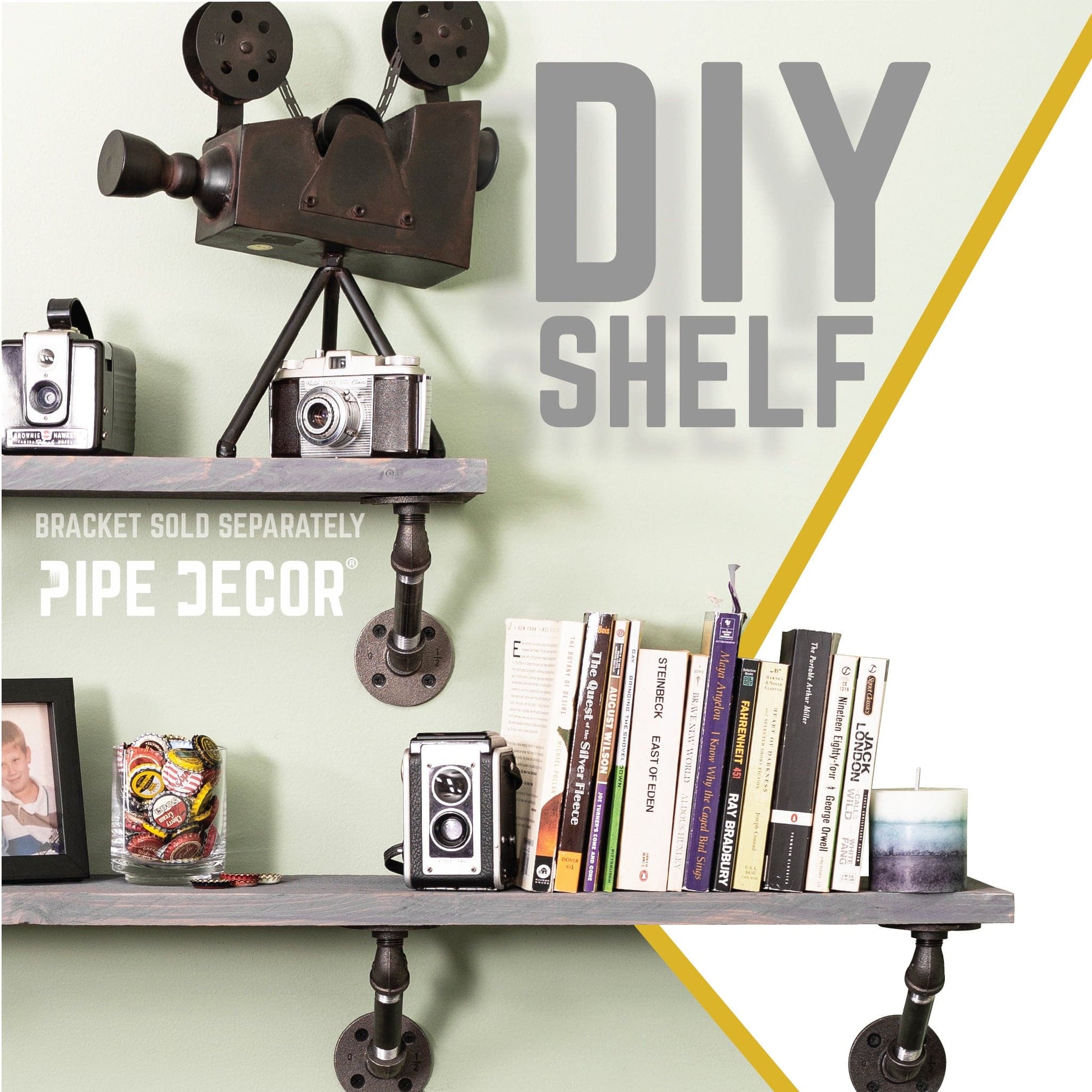 RESTORE Riverstone Grey 36 in. Wood Shelf (Wood Only) PIPE DECOR