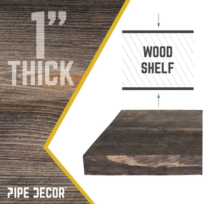 RESTORE Boulder Black 24 in. Wood Shelf (Wood Only) PIPE DECOR