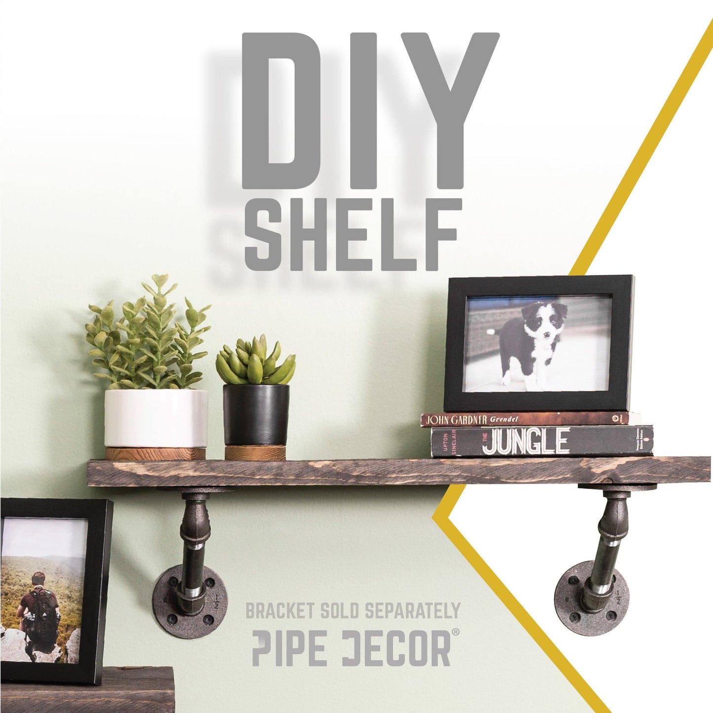 RESTORE Boulder Black 24 in. Wood Shelf (Wood Only) PIPE DECOR