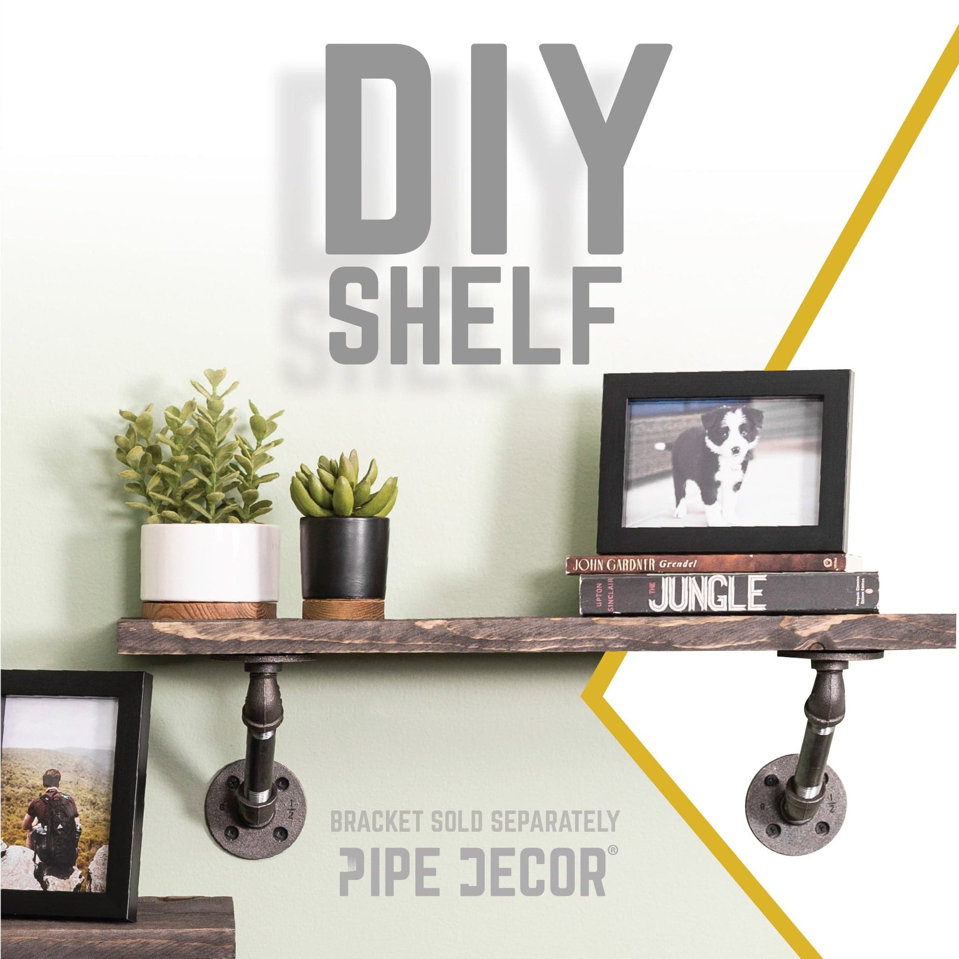 RESTORE Boulder Black 24 in. Wood Shelf (Wood Only) PIPE DECOR