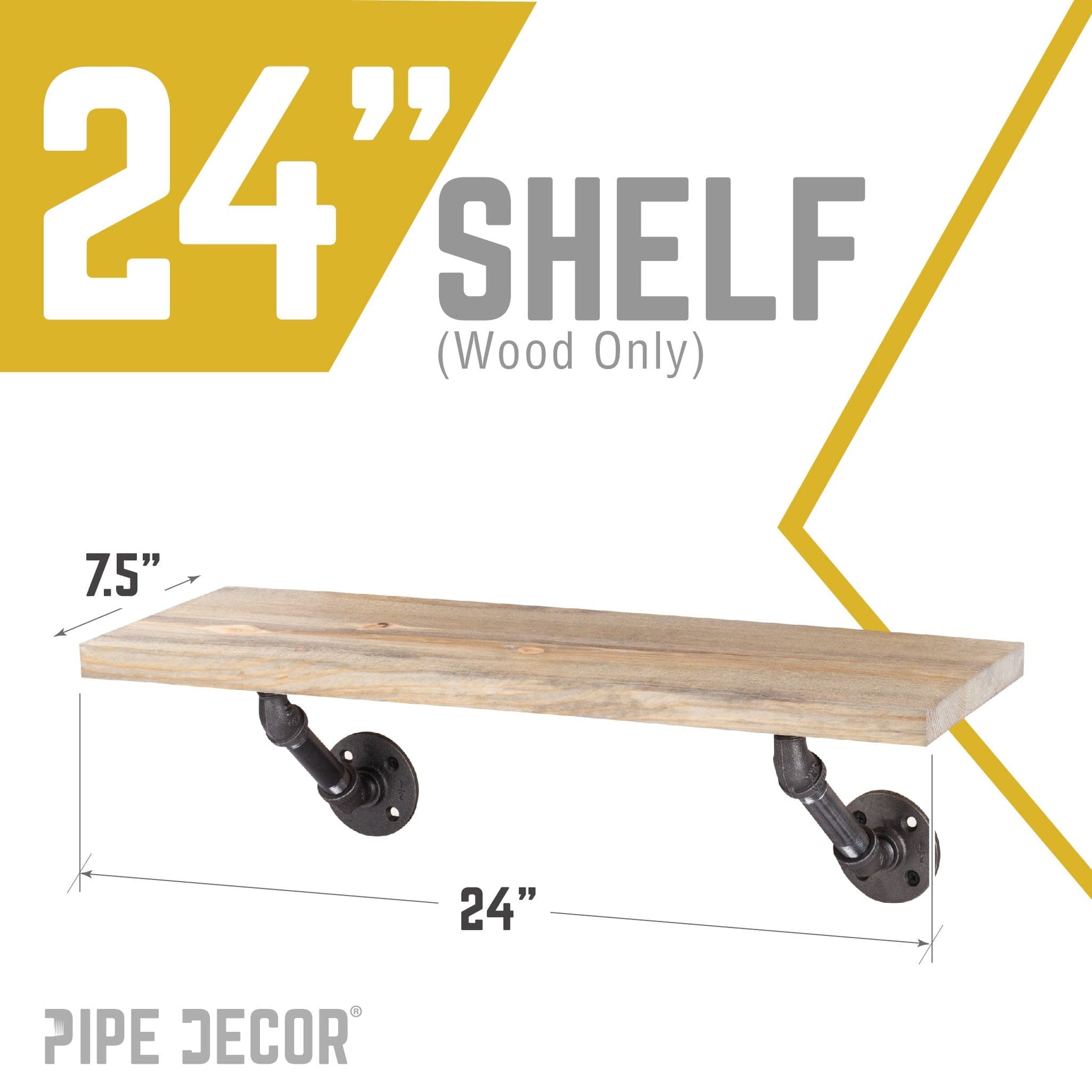 RESTORE Driftwood Tan 24 in. Wood Shelf (Wood Only) PIPE DECOR