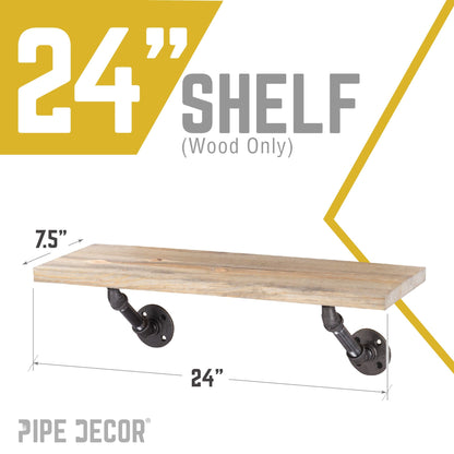 RESTORE Driftwood Tan 24 in. Wood Shelf (Wood Only) PIPE DECOR