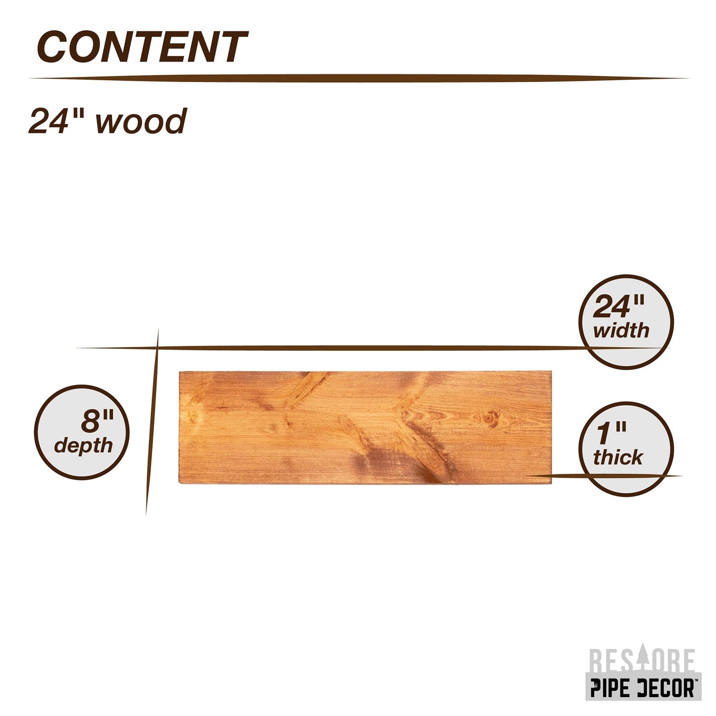 RESTORE Sunset Cedar 24 in. Wood Shelf (Wood Only) PIPE DECOR