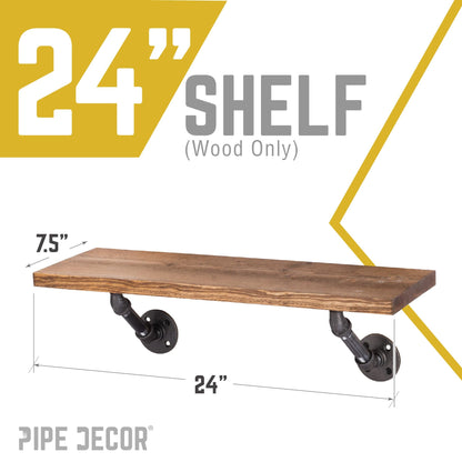 RESTORE Autumn Brown 24 in. Wood Shelf (Wood Only) PIPE DECOR
