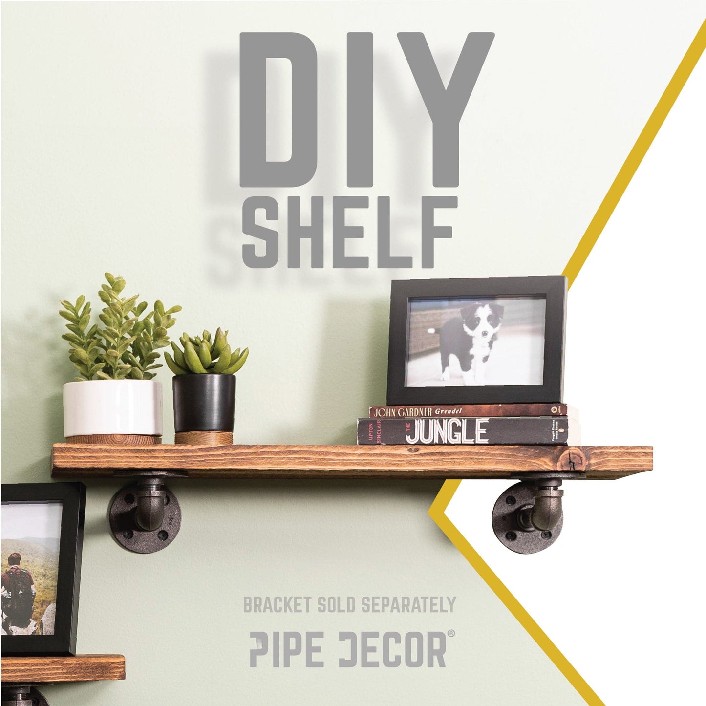 RESTORE Autumn Brown 24 in. Wood Shelf (Wood Only) PIPE DECOR