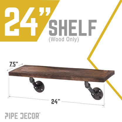RESTORE Trail Brown 24 in. Wood Shelf (Wood Only) PIPE DECOR