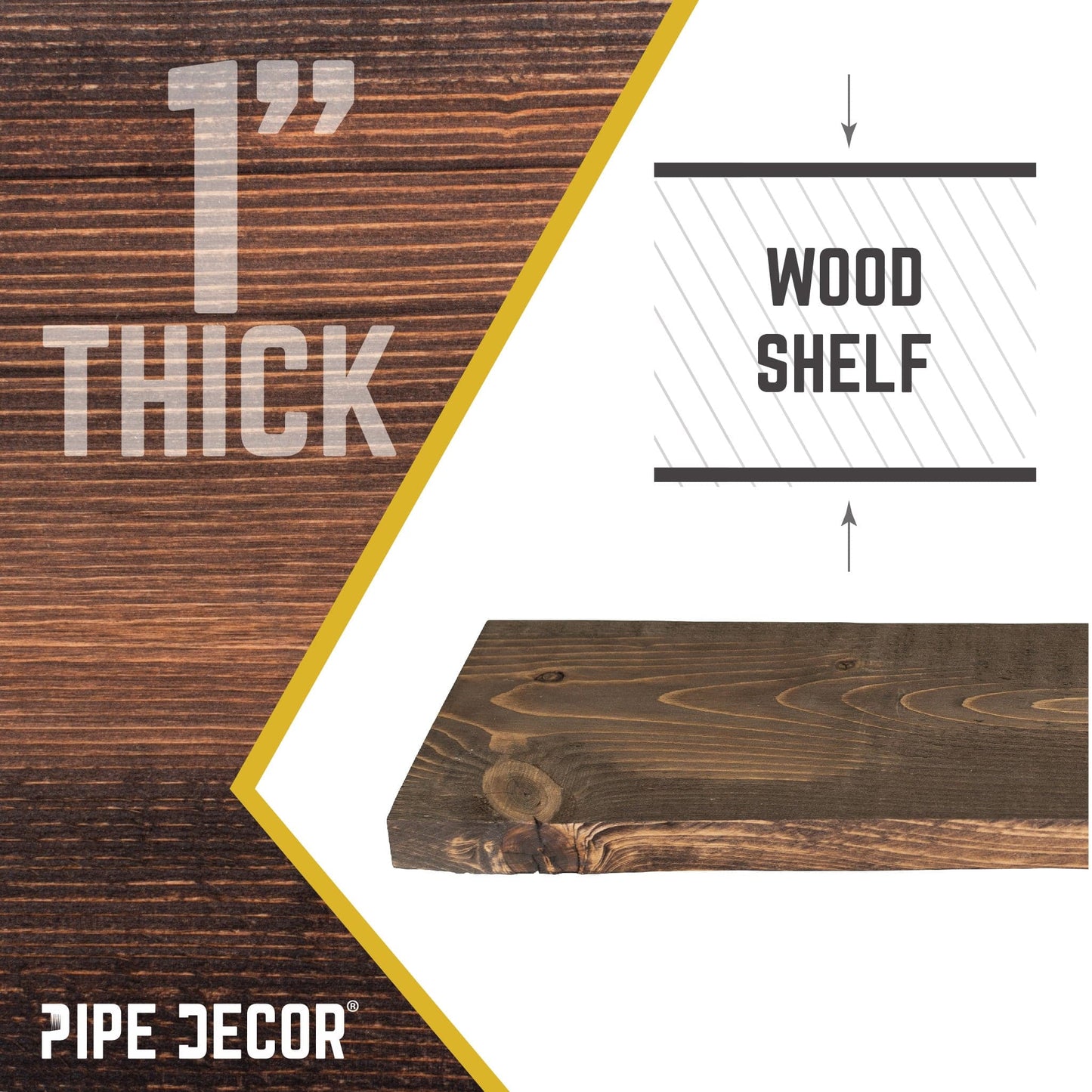 RESTORE Trail Brown 24 in. Wood Shelf (Wood Only) PIPE DECOR