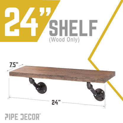 RESTORE Sunset Brown 24 in. Wood Shelf (Wood Only) PIPE DECOR