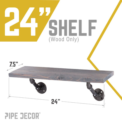 RESTORE Riverstone Grey 24 in. Wood Shelf (Wood Only) PIPE DECOR