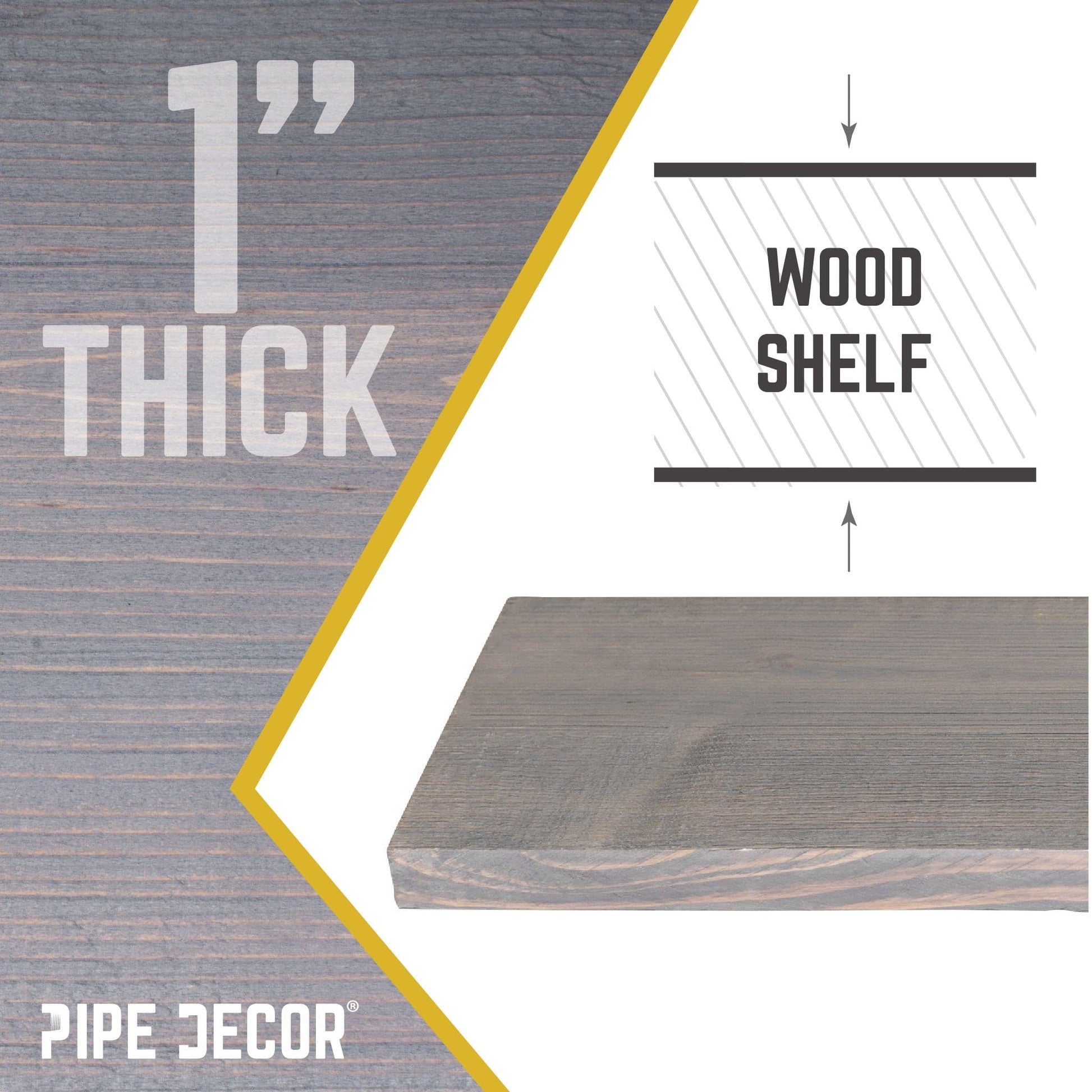 RESTORE Riverstone Grey 24 in. Wood Shelf (Wood Only) PIPE DECOR