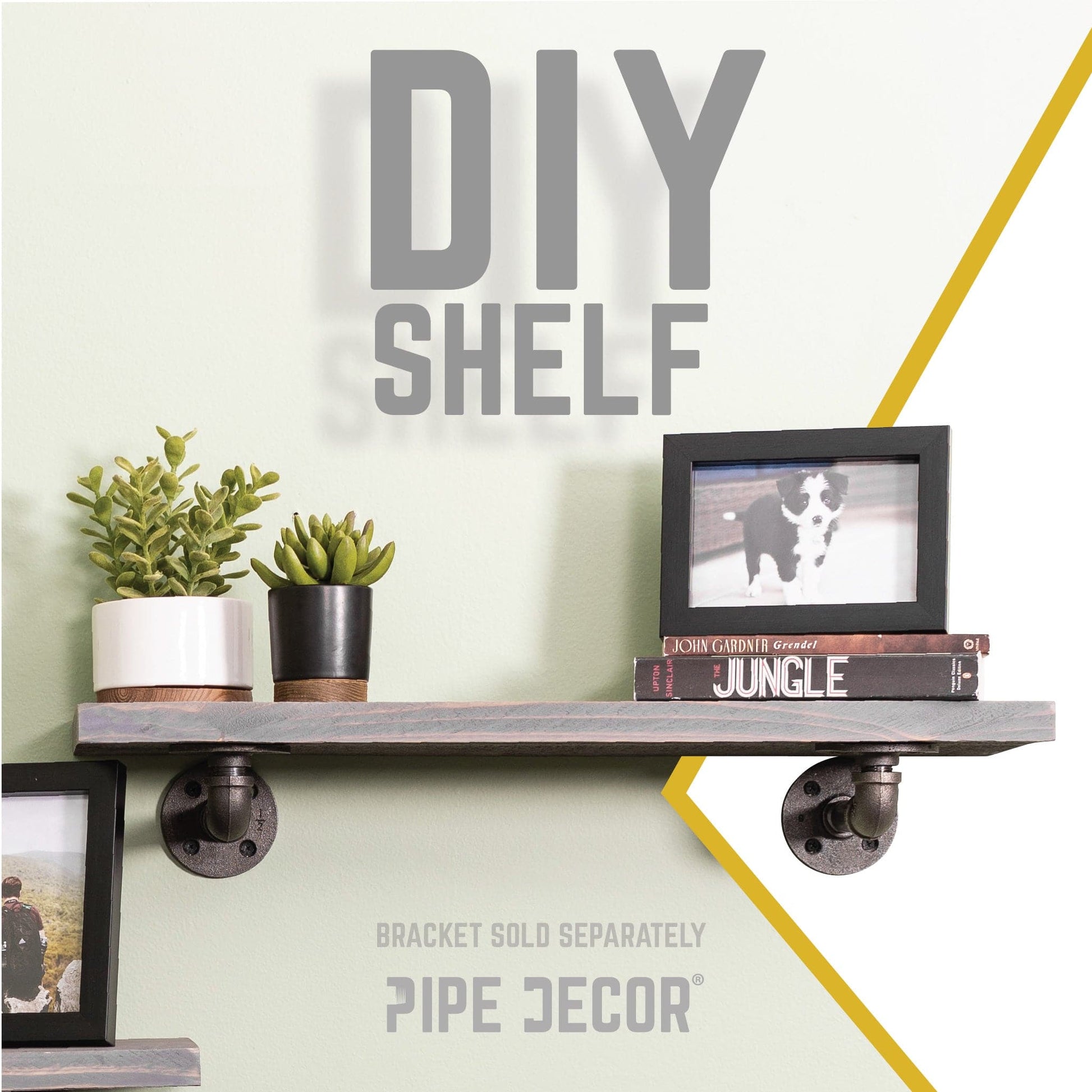 RESTORE Riverstone Grey 24 in. Wood Shelf (Wood Only) PIPE DECOR