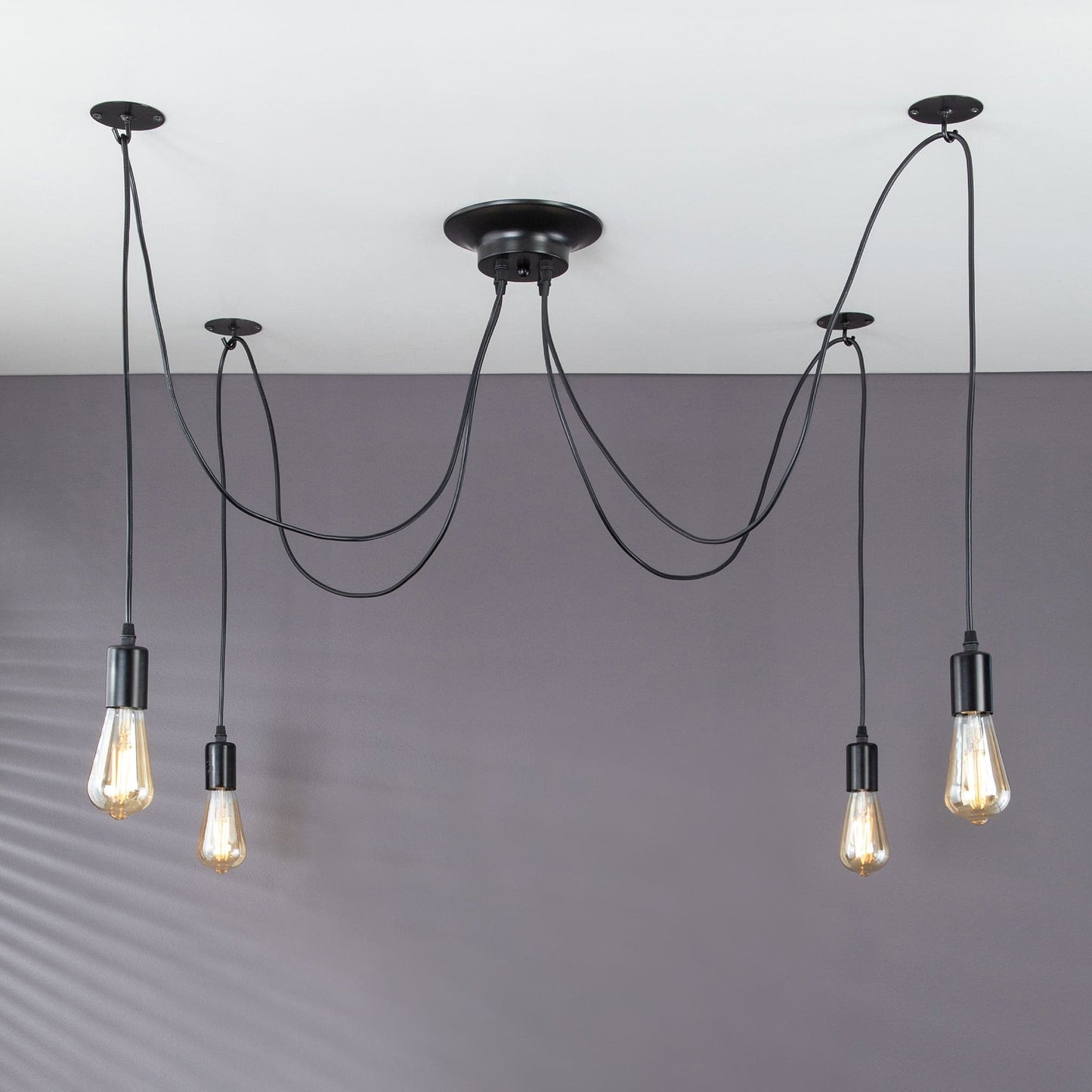 Black Spider Pendant Light with 4 Adjustable Arms PIPE DECOR