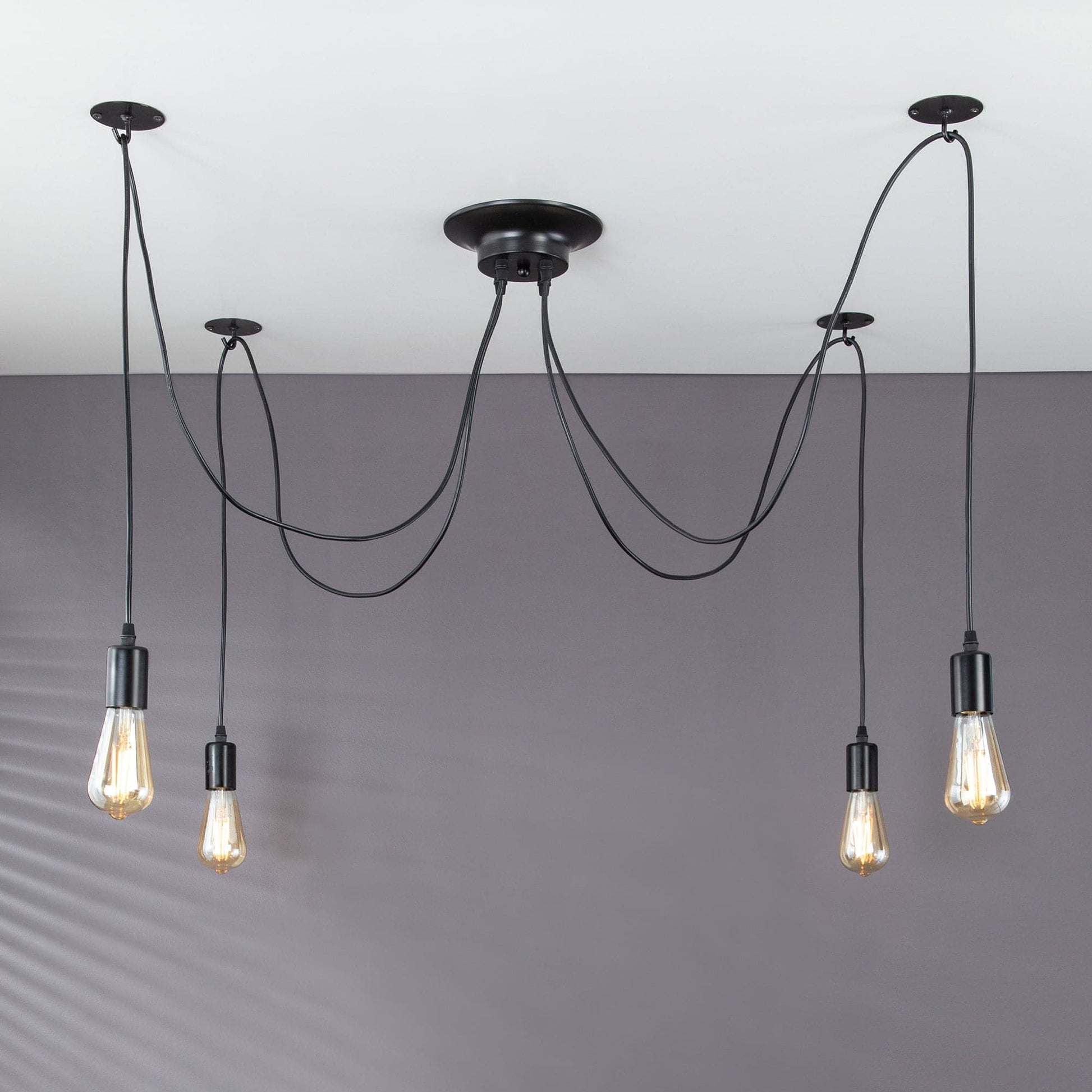 Black Spider Pendant Light with 4 Adjustable Arms PIPE DECOR