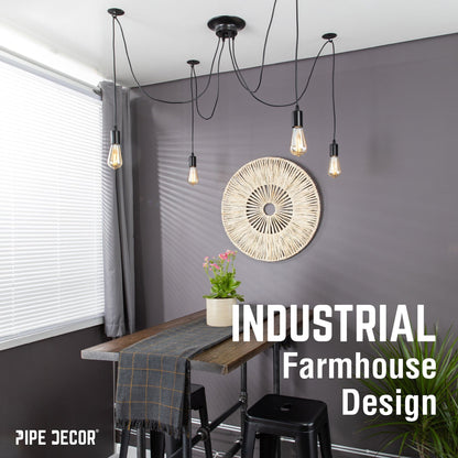 Black Spider Pendant Light with 4 Adjustable Arms PIPE DECOR