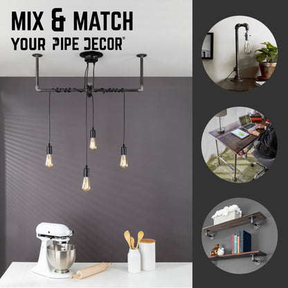 Black Spider Pendant Light Kit with Pipe Cross Hanging Accessory and 4 Adjustable Arms PIPE DECOR