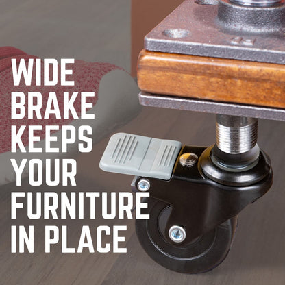 Swivel Caster Wheels for 1" Pipe (4-Pack) PIPE DECOR