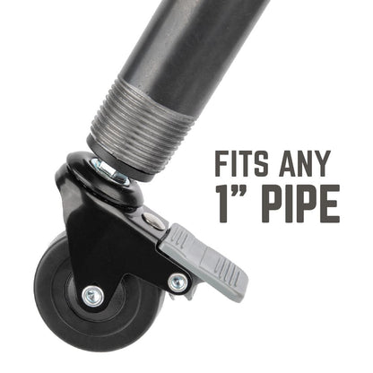 Swivel Caster Wheels for 1" Pipe (4-Pack) PIPE DECOR