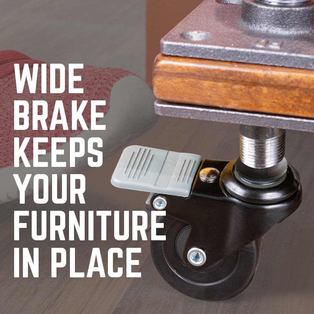 Swivel Caster Wheels for ½" Pipe (4-Pack) PIPE DECOR