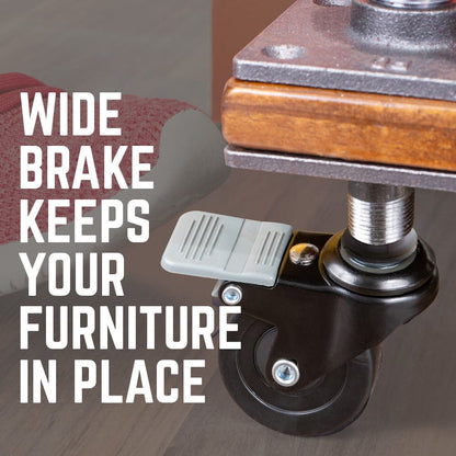 Swivel Caster Wheels for ½" Pipe (4-Pack) PIPE DECOR