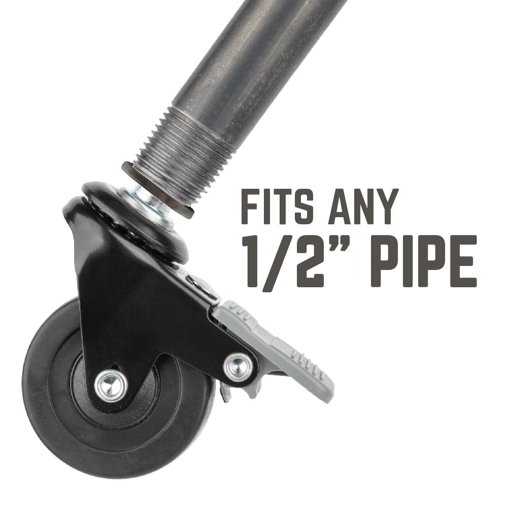 Swivel Caster Wheels for ½" Pipe (4-Pack) PIPE DECOR