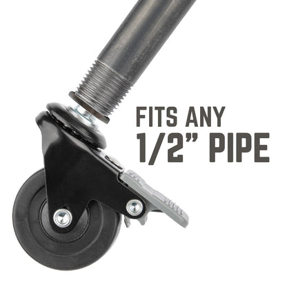 Swivel Caster Wheels for ½" Pipe (4-Pack) PIPE DECOR