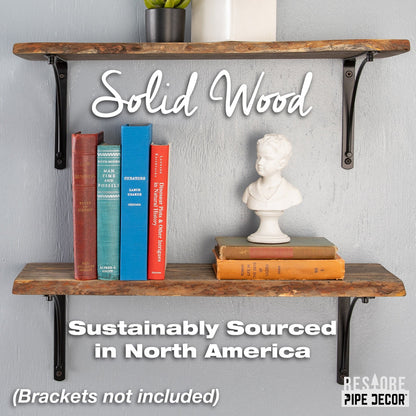 RESTORE Boulder Black 24 in. Live Edge Wood Shelf (Wood Only) PIPE DECOR
