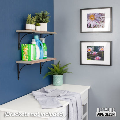 RESTORE Riverstone Grey 24 in. Live Edge Wood Shelf (Wood Only) PIPE DECOR