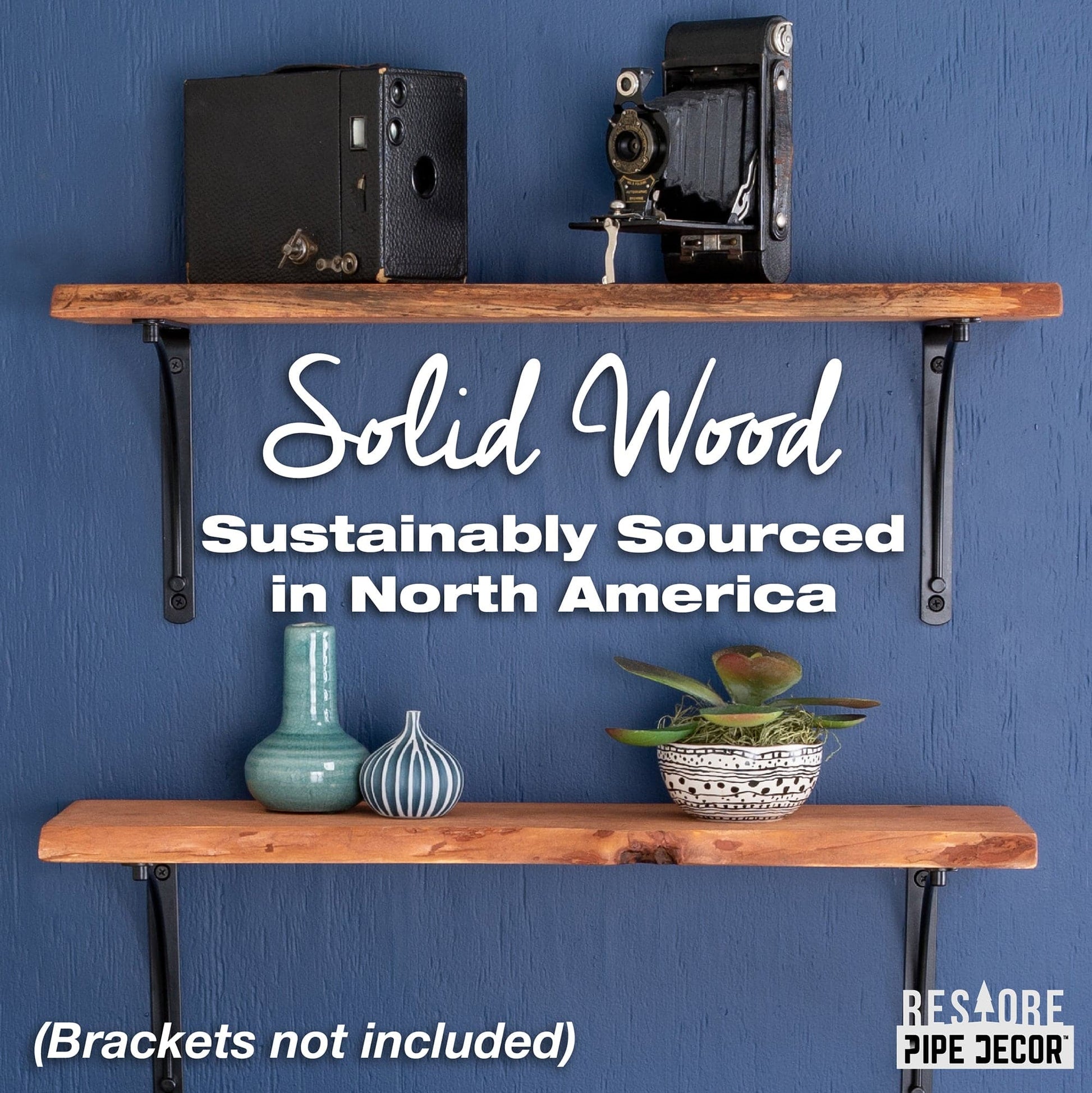 RESTORE Sunset Cedar 24 in. Live Edge Wood Shelf (Wood Only) PIPE DECOR