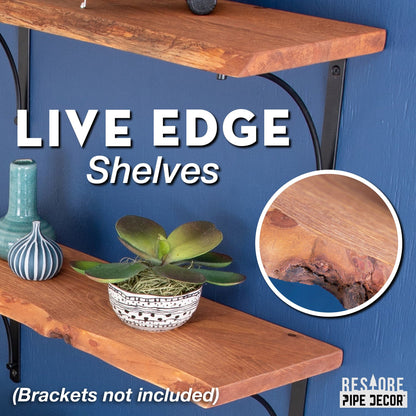 RESTORE Sunset Cedar 24 in. Live Edge Wood Shelf (Wood Only) PIPE DECOR