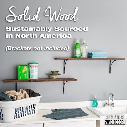 RESTORE Boulder Black 36 in. Live Edge Wood Shelf (Wood Only) PIPE DECOR