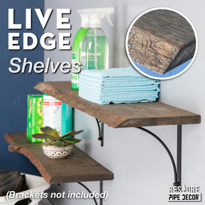 RESTORE Boulder Black 36 in. Live Edge Wood Shelf (Wood Only) PIPE DECOR